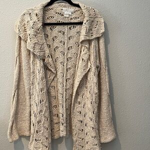 Soft Surroundings Boho Ivory Cardigan, Silk & Cotton Blend. open front,
Sz M